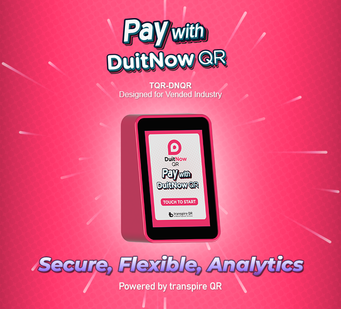 transpire QR Cashless DuitNow QR Payment Terminal for Self Service Coin Operated Laundry